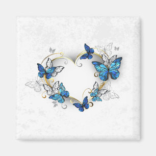 Aimant Coeur bijoux avec papillons Morpho