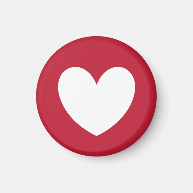 Aimant Coeur blanc en rouge (Devant)