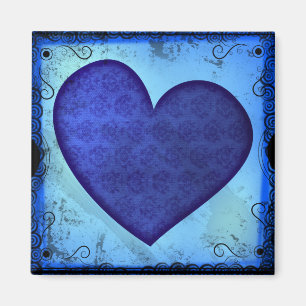 Aimant Cœur bleu Paisley Grunge