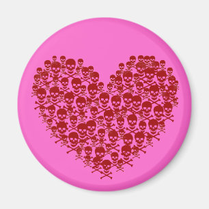 Aimant Coeur crâne rouge