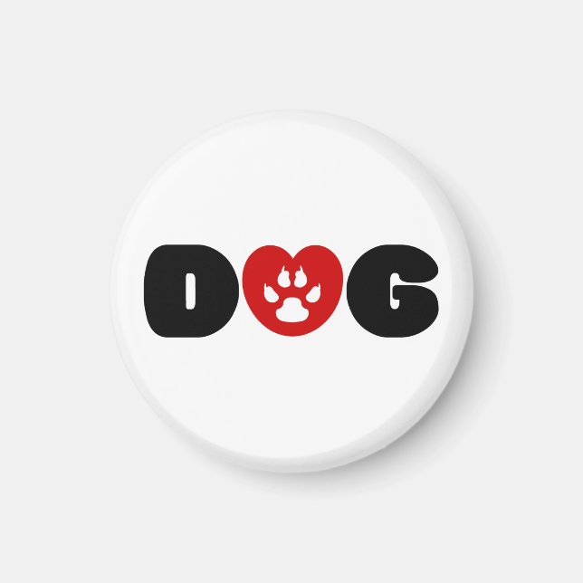 Aimant Coeur d'amour de chien (Devant)