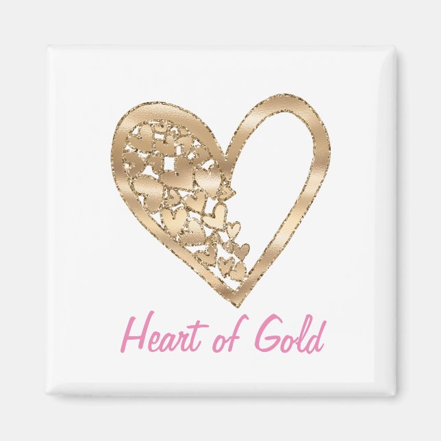 Aimant Coeur d'amour de l'or (Devant)