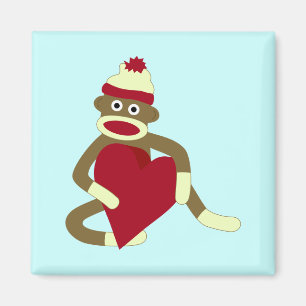Aimant Coeur d'amour de singe de chaussette