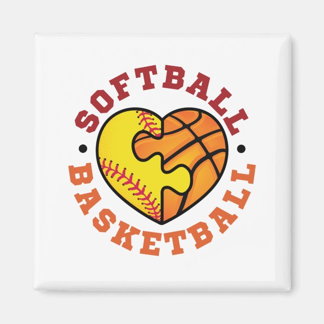 Aimant Coeur de basketball de softball (Devant)