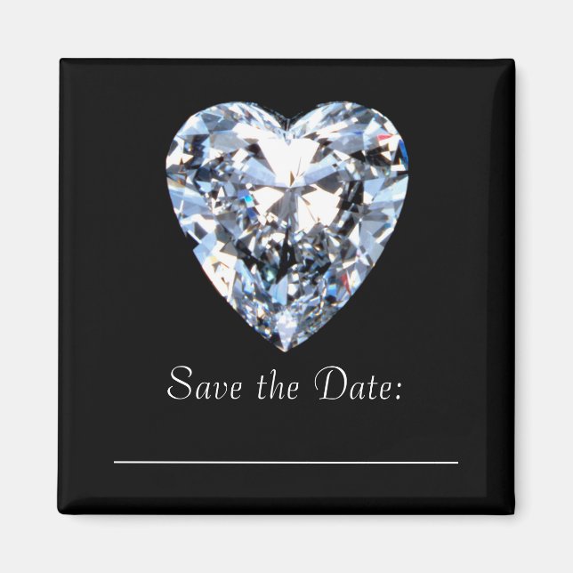 Aimant Coeur de diamant - Enregistrer la date (Devant)