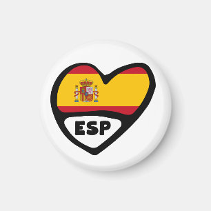 Aimant Coeur de drapeau de code du pays de l'Espagne, EN
