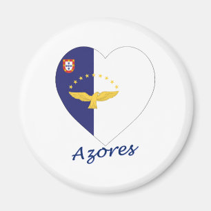 Aimant Coeur de drapeau des Açores