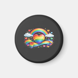 Aimant Cœur de fierté arc-en-ciel – Conception colorée d'