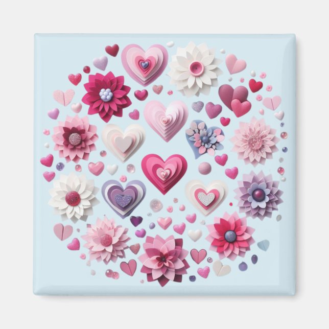 Aimant Coeur de la Saint Valentin florale (Devant)