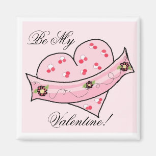 Aimant Cœur de la Saint-Valentin rose avec une écharpe