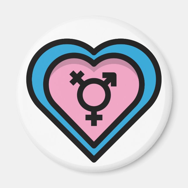 Aimant Coeur de l'aimant de la Trans Pride (Devant)