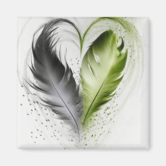 Aimant Coeur de plumes - Vert citron vert