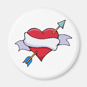 Aimant Coeur de Valentine d'arc et de flèche avec la