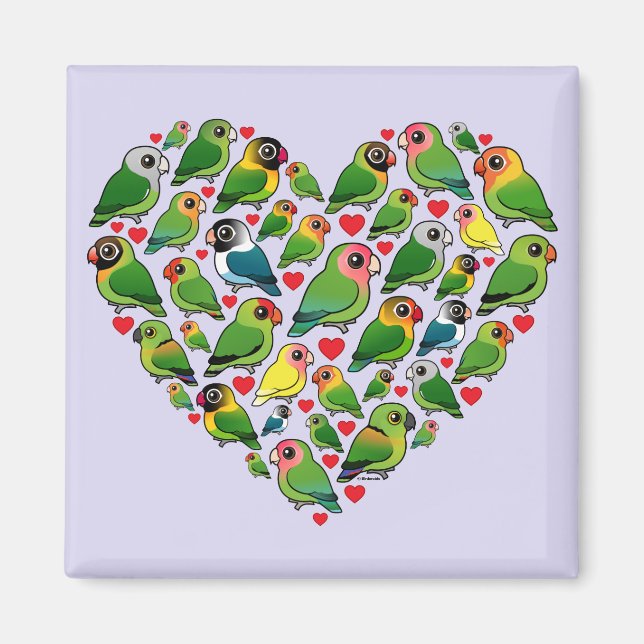 Aimant Coeur des Lovebirds (Devant)