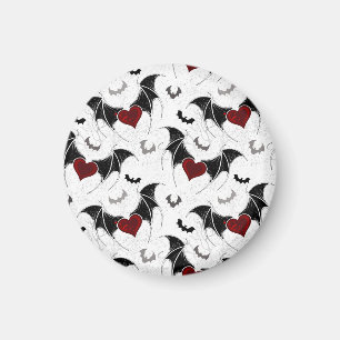 Aimant Coeur d'Halloween avec ailes de chauve-souris noir