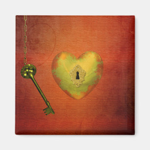 Aimant Coeur d'or avec clé
