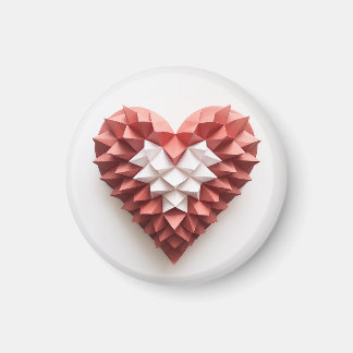 Aimant Coeur d'origami rouge et blanc