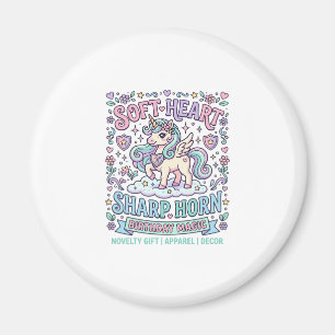 Aimant Cœur doux de licorne Corne pointue Typographie gra