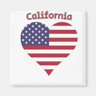Aimant Coeur du drapeau américain de Californie