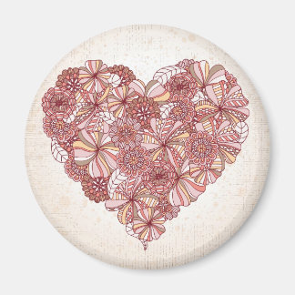Aimant Coeur en fleurs dessinées à la main