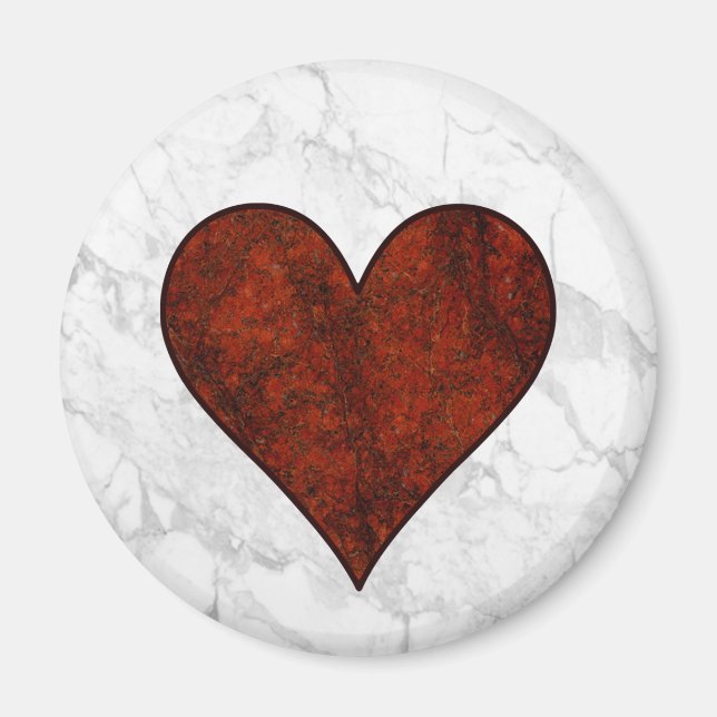 Aimant Coeur en pierre rouge (Devant)
