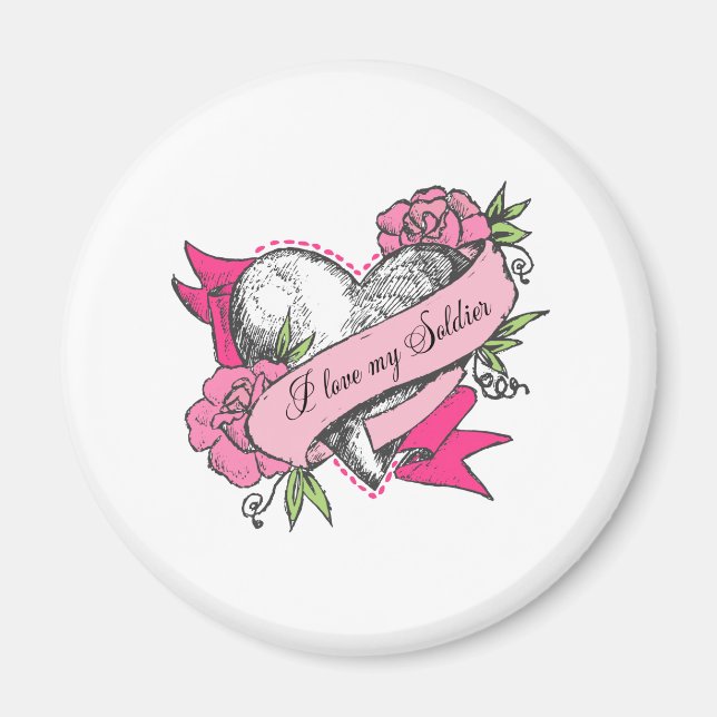 Aimant Coeur et Rose (Devant)