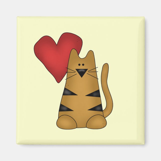 Aimant Coeur et T-shirts et cadeaux rayés de chat (Devant)