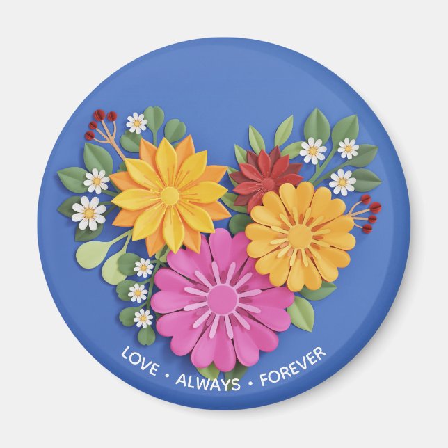 Aimant Coeur floral sculpté élégant (Devant)