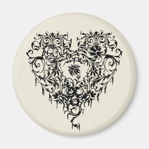 Aimant Coeur gothique fleuri
