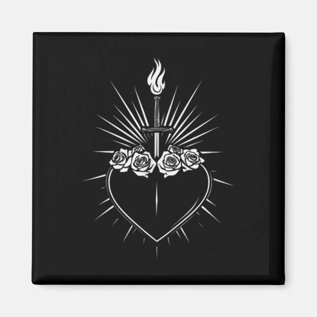 Aimant Coeur Immaculé De Marie Hommes Femmes Vierge Catho (Devant)