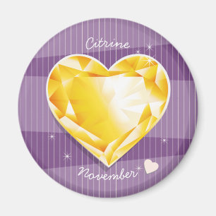 Aimant Coeur jaune d'or citrin de novembre de pierres
