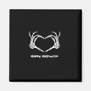 Aimant Coeur main squelette éffrayant avec "Happy Hallowe