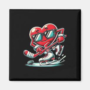 Aimant Coeur mignon Jouer de hockey sur glace Valentines