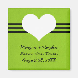 Aimant Coeur moderne Enregistrer l'aimant de date, vert