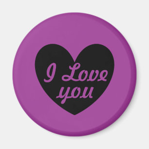 Aimant Coeur noir sur violet