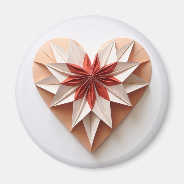 Aimant Coeur origami multicolore (Devant)