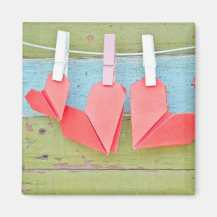 Aimant Coeur Papier Accroché Sur La Ligne De Clothèse