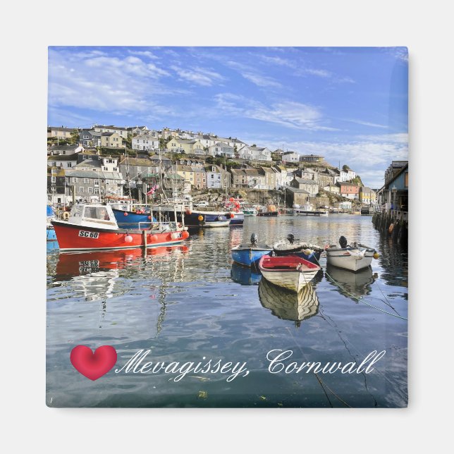 Aimant Coeur personnalisé Mevagissey Poisson Atterrissage (Devant)