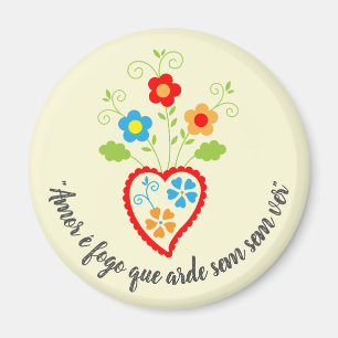 Aimant Coeur romantique portugais avec poésie Camões