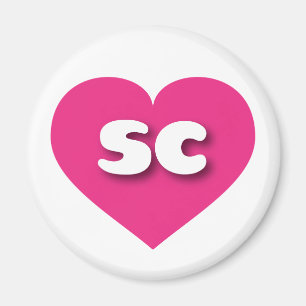 Aimant Coeur rose chaud de Caroline du Sud - J'aime sc