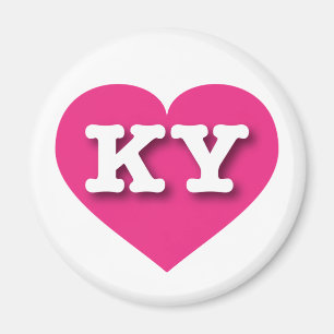 Aimant Coeur rose chaud du Kentucky - J'aime KY