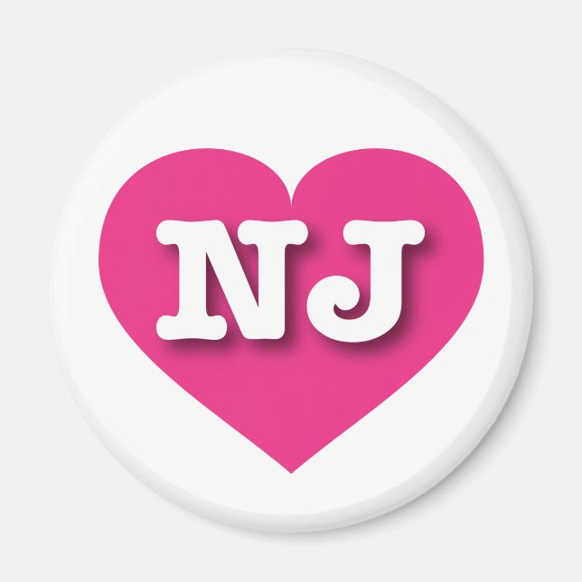 Aimant Coeur rose chaud du New Jersey - J'aime NJ (Devant)
