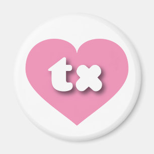 Aimant Coeur rose du Texas - J'aime tx