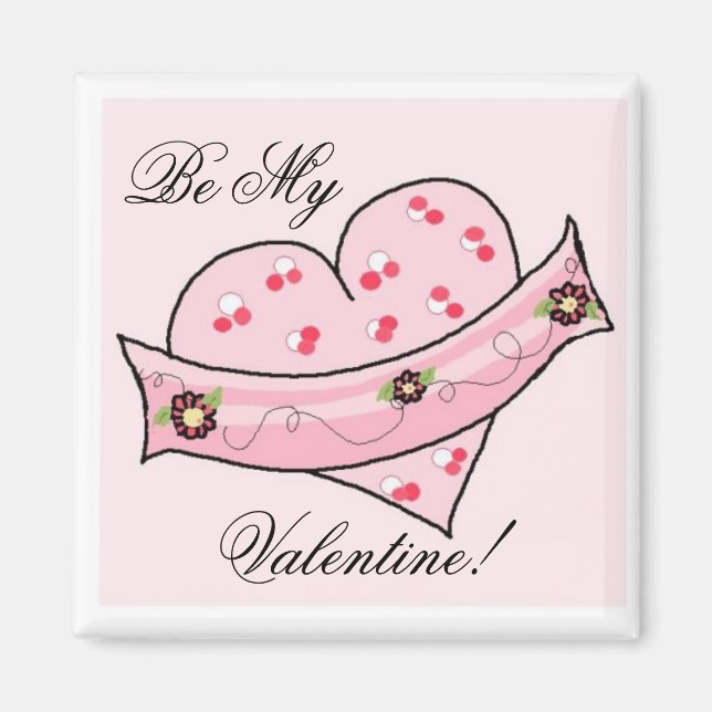 Aimant Coeur rose Valentin avec ceinture (Devant)