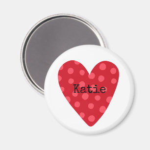 Aimant coeur rouge art enfants nom famille arbre valentin