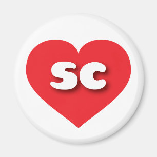 Aimant Coeur rouge de Caroline du Sud - J'aime sc