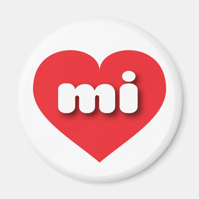 Aimant Coeur rouge du Michigan - J'aime mi (Devant)