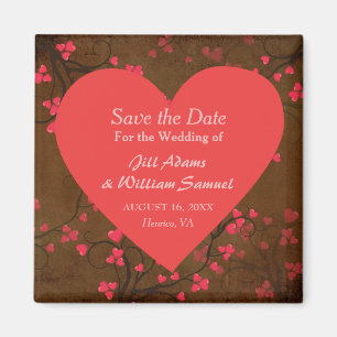 Aimant Coeur rouge Enregistrer la date
