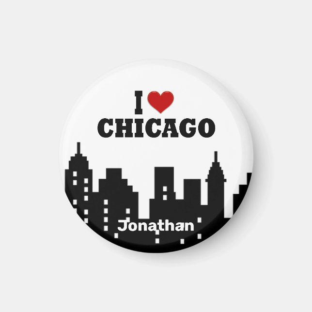 Aimant Coeur rouge personnalisé I Love Chicago (Devant)