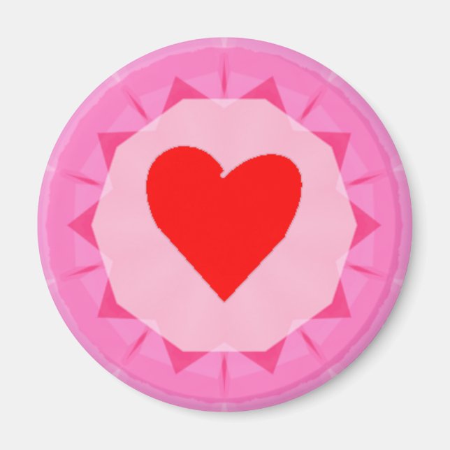 Aimant coeur rouge rose (Devant)